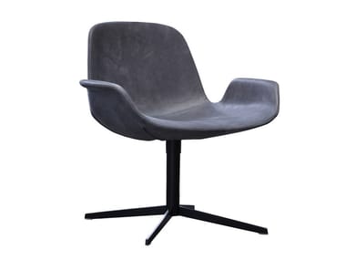 STEP - Swivel upholstered leather easy chair by Tonon