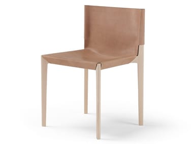 STILT - Tanned leather and wood chair by Amura