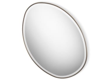 STONE - Oval wall-mounted framed iron mirror by Cantori