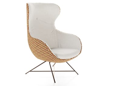 SWEET EMBRACE - Wing upholstered fabric armchair with armrests by Liu Jo Living Collection