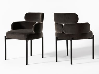 SYLVIE - Upholstered velvet chair with armrests by Meridiani