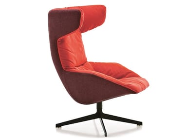 TAKE A LINE FOR A WALK - Swivel high-back armchair with 4-spoke base by Moroso