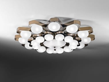 TEO - Direct light satin glass and metal ceiling light by Italamp