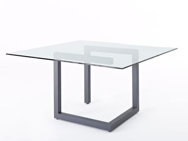 TEORICO - Square crystal table with steel base by Colico