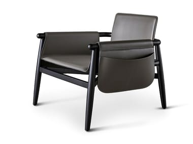 TERESA - Upholstered leather armchair with armrests by Meridiani