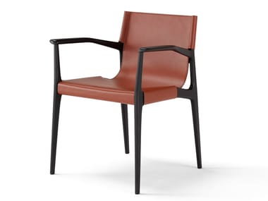 TESSA - Tanned leather and wooden chair by Amura