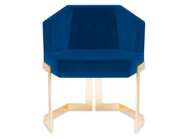 THE HIVE - Upholstered leather easy chair with brass base by Royal Stranger