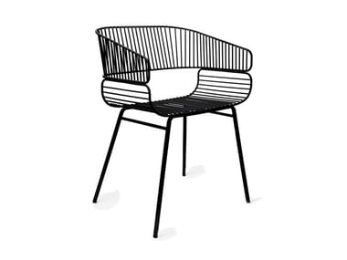 TRAME - Powder coated steel chair with armrests by Petite Friture