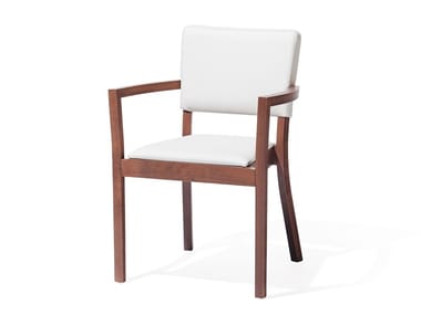 TREVISO - Chair with armrests in wood and fabric by TON