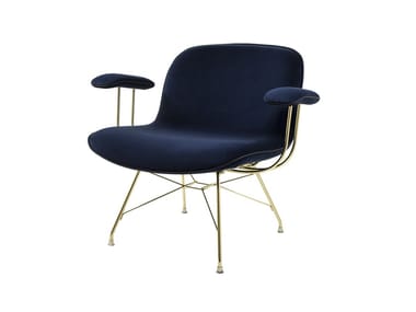 TROY - Upholstered velvet low chair with armrests by Magis