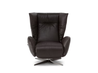 TULIP - Recliner leather armchair with footstool by Natuzzi Italia