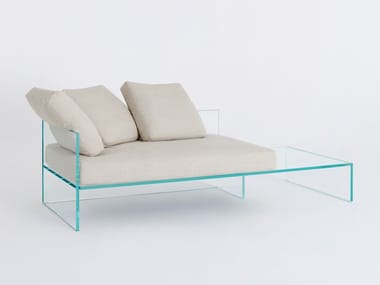 T?TE-?-T?TE - 2 seater glass sofa with fabric cushion by Glas Italia