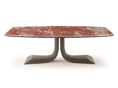 SOUL - Rectangular marble and leather table by Turri