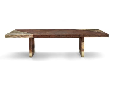 VALIANT - Rectangular wood and marble table by Visionnaire