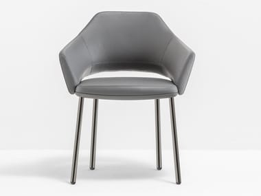 VIC METAL 646 - Upholstered leather chair with armrests by Pedrali