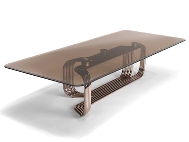 VINCENT - Low rectangular glass coffee table by Visionnaire
