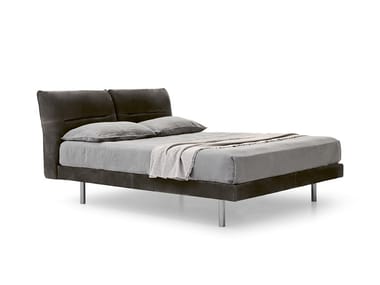 VINTAGE - Upholstered leather double bed by Pianca