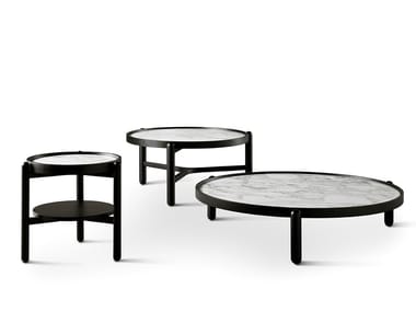 VITTORIO - Low round solid wood coffee table by Meridiani