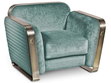 VOYAGE - Velvet armchair with armrests by Cantori