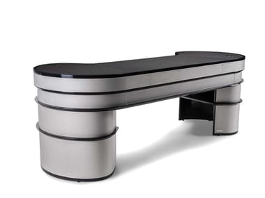 WALL STREET - Oval leather office desk with drawers by Visionnaire