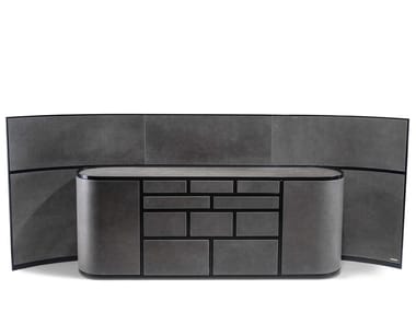 WALL STREET - Leather office storage unit with hinged doors by Visionnaire