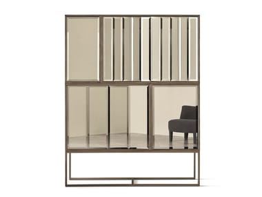 WOLFANG DIAMOND - Wooden wall cabinet with mirrored door by Meridiani