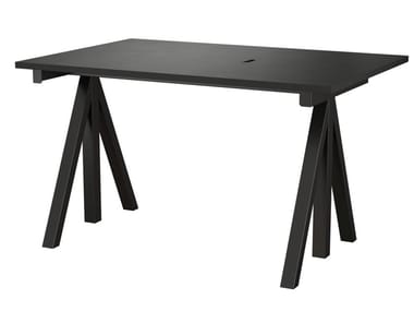 WORKS - Steel and wood office desk with cable management by String Furniture