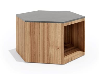 ZETA - Low teak garden side table with storage space by Atmosphera