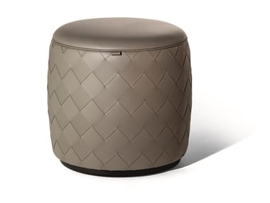 GRANT DE LUXE - Round leather pouf by Poltrona Frau