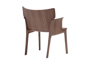 ADELA REX BU1415 - Walnut chair with armrests by Andreu World