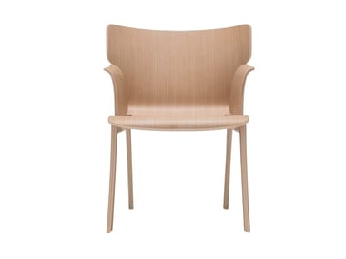 ADELA REX SO1411 - Oak chair with armrests by Andreu World