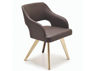 ADRIA - Leather chair with armrests by Cantori