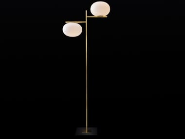 ALBA - 383 - Brass and glass floor lamp by Oluce