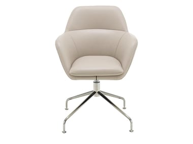 AM?D?E - Swivel leather chair with 4-spoke base with armrests by Ligne Roset