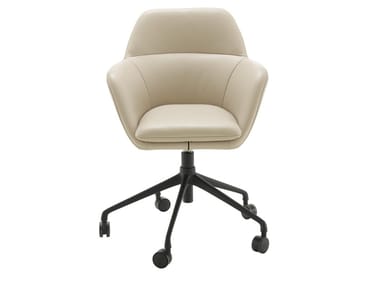 AM?D?E - Height-adjustable leather office chair with armrests with 5-Spoke base by Ligne Roset