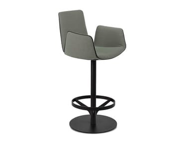 AMELIE KITCHEN ARMCHAIR HIGH - Swivel fabric kitchen stool with armrests by Freifrau