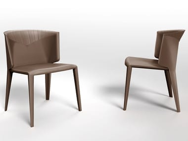 ANASTASIA DINING - Upholstered tanned leather chair by Visionnaire
