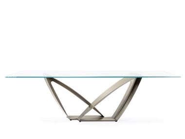 APEIRON 72 - Metal base table with glass top by Reflex