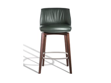 ARCHIBALD - High upholstered leather stool with footrest by Poltrona Frau