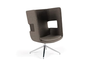 POPPEA SOFT - Swivel trestle-based high-back fabric armchair by Frezza