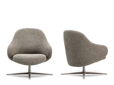 DUA LOUNGE - Swivel armchair with 4-spoke base with armrests by Kristalia