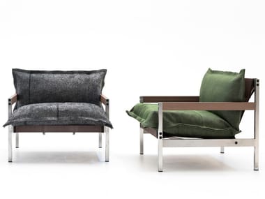 IRON MAIDEN - Armchair with removable cover with armrests by Moroso