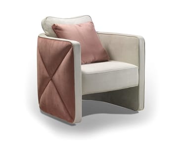 AURA - Upholstered leather armchair with armrests by Reflex