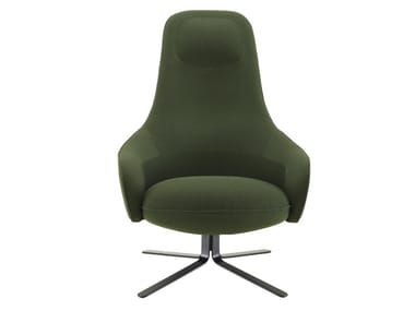 MOA - Fabric armchair with 4-spoke base with armrests by Ligne Roset