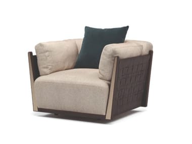 NET - Eucalyptus and fabric armchair with armrests by Turri