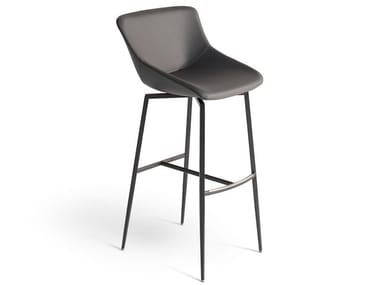 ARTIKA - High leather stool with footrest by Bonaldo