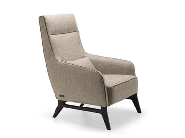 ASCOT - Upholstered fabric armchair with headrest by Bodema