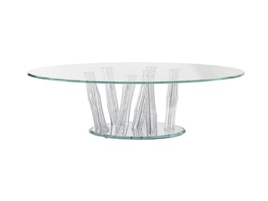 BAMBOO - Round glass coffee table for living room by Reflex