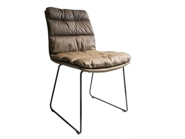 BASIC - Sled base upholstered leather chair by Tonon