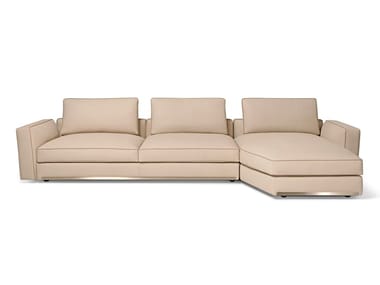 BASTIAN LOUNGE - 3 seater leather sofa with chaise longue by Visionnaire